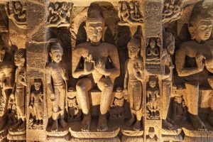 The captivating sculptures carved out of the rock at the Ajanta Caves